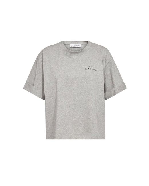 Haute L'Amitié Gray Crew Neck Crop Tee