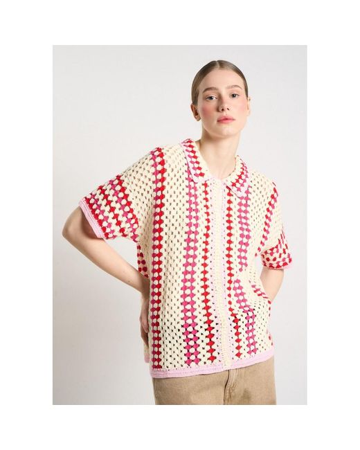 Les Tricots de Léa Red Gilou Cotton Crochet Top