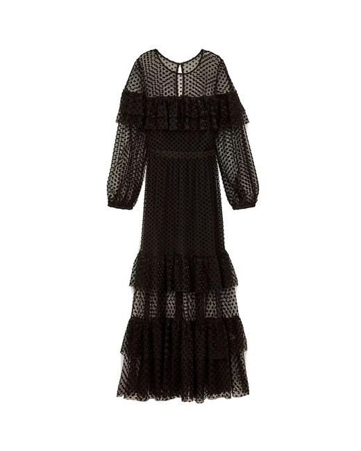 Ba&sh Black Rita Midaxi Tiered Dress