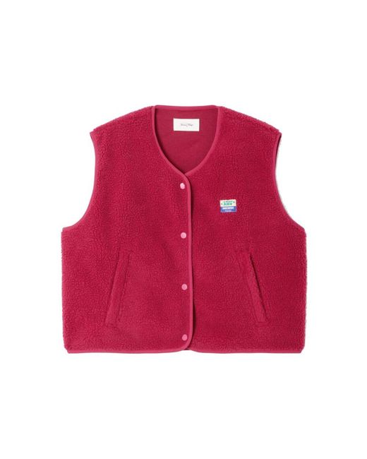 American Vintage Red Hoktown Fleece Gilet