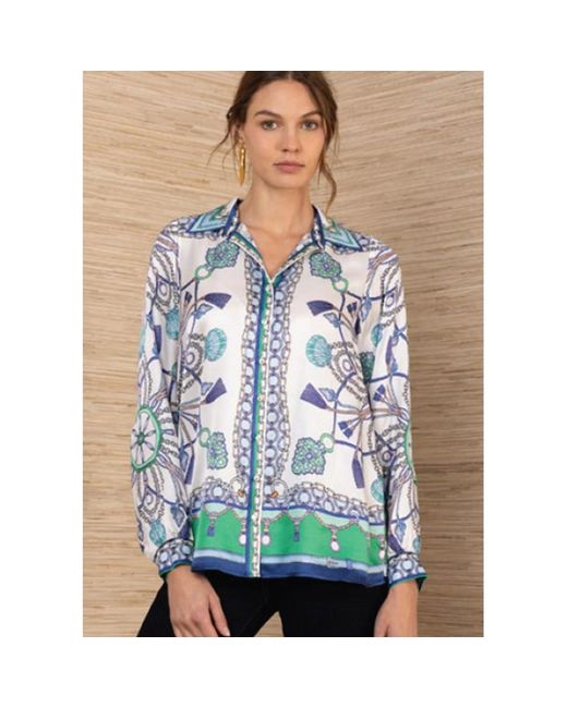 Hale Bob Blue Chain And Rope Printed Shirt