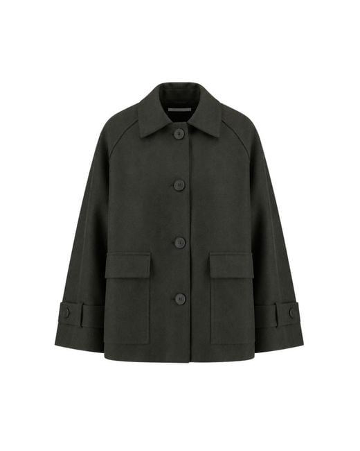 Harris Wharf London Black Raglan Jacket With Quilted Liberty Lining