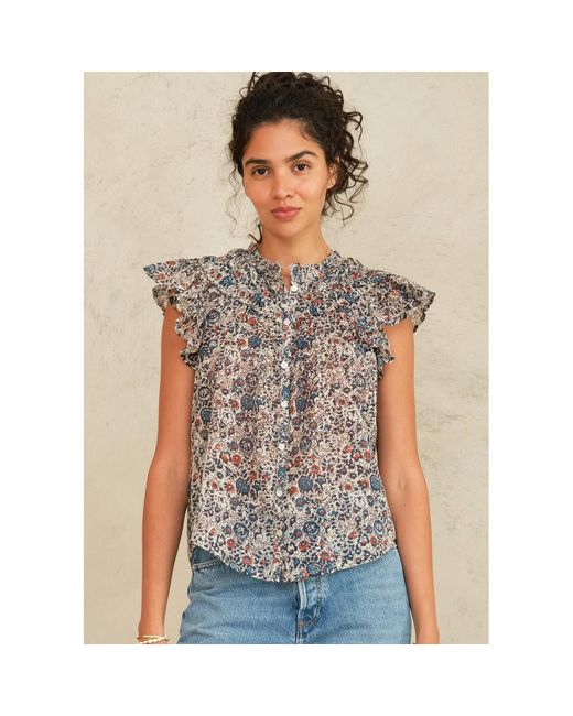 M.A.B.E Brown A.B.E Cass Print Frill Top