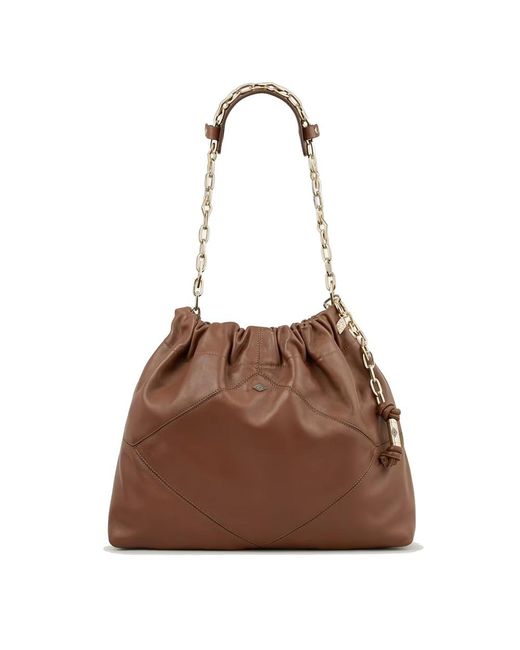 Ba&sh Brown Leather June Tote Bag