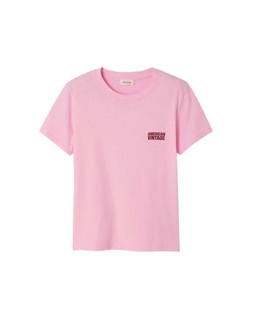 American Vintage Pink Ykobow Cotton T-Shirt