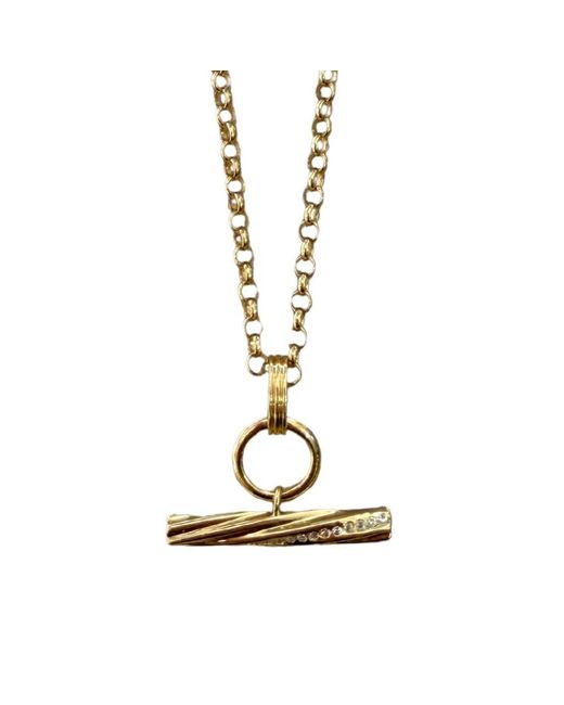 Rachel Jackson Metallic Twisted Chunky T Bar Necklace