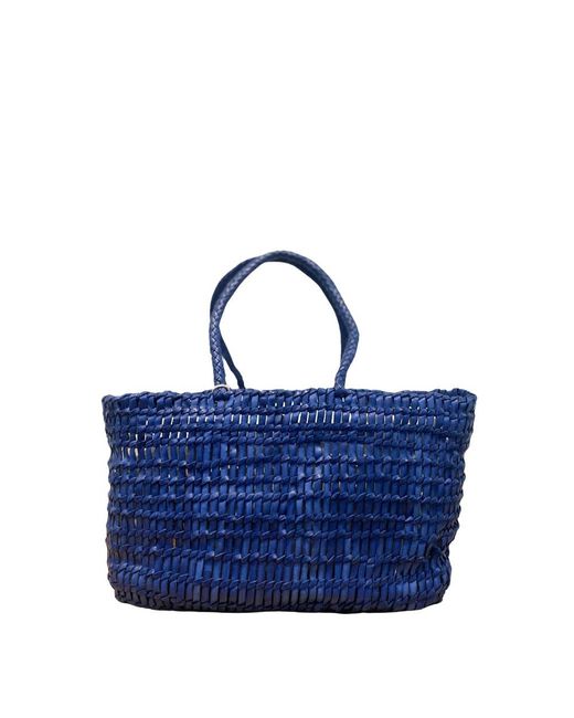 Dragon Diffusion Blue Terrafino Woven Leather Bag