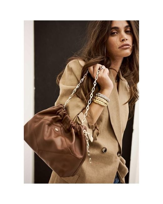 Ba&sh Brown Mini Leather June Tote Bag