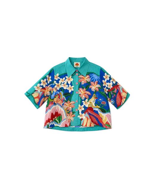 Farm Rio Blue Garden Of Life Shirt