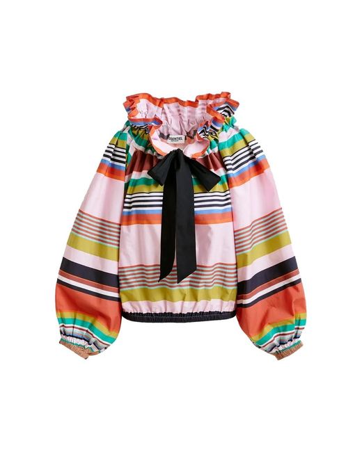 Essentiel Antwerp Red Horegon Off Shoulder Stripe Top