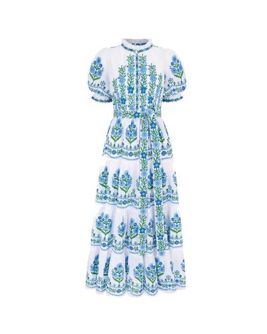 Pink City Prints Blue Matilda Organic Cotton Maxi Dress