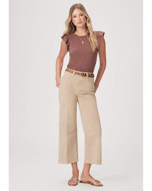 PAIGE Natural Anessa High Rise Cropped Wide Leg Jeans