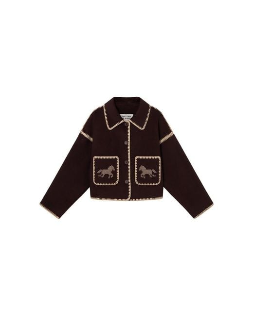 The Tiny Big Sister Brown Horses Embroidered Jacket