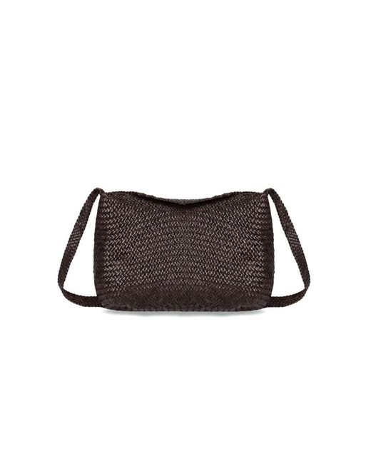 Dragon Diffusion Brown Santa Marta Leather Woven Bag