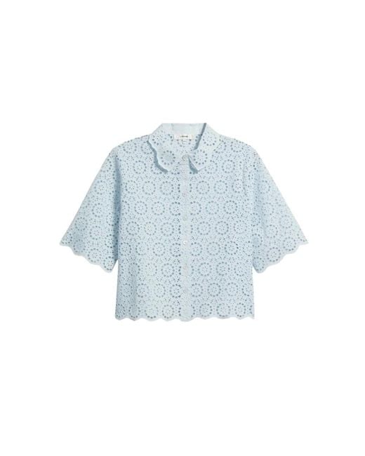 FRAME Blue Petal Eylet Lace Shirt