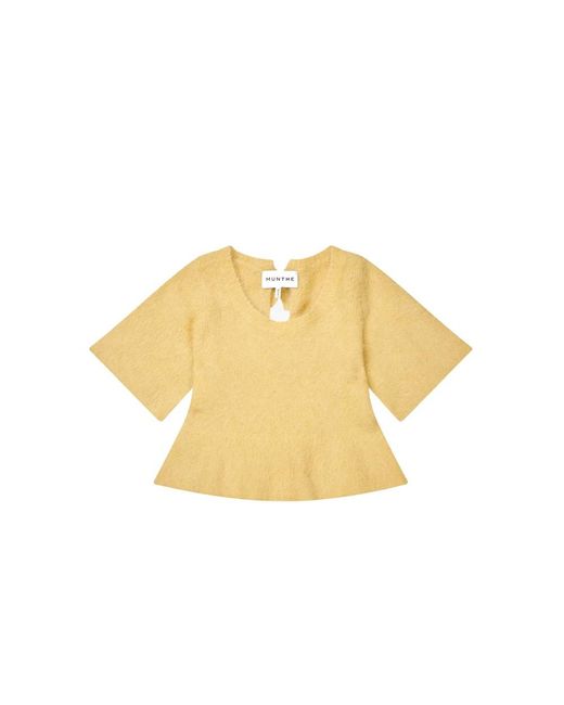 Munthe Yellow Rylaline Alpaca Bow Back Top
