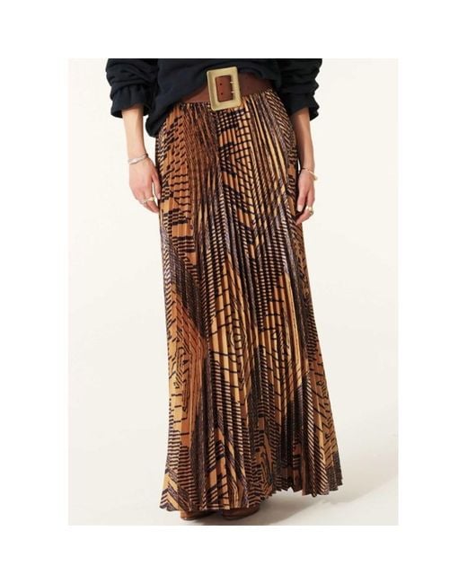 Ba&sh Brown Sow Pleated Maxi Skirt