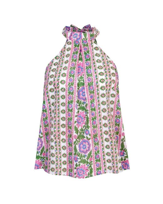 Pink City Prints White Julia Halterneck Top
