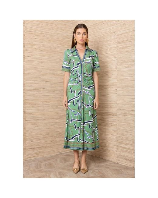 Hale Bob Green Chain Print Shirt Dress