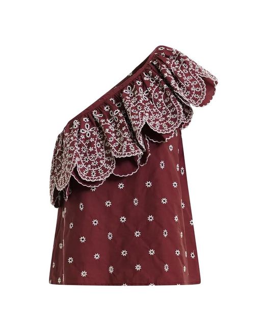 Essentiel Antwerp Kath Scallop Edge Embroidered Top