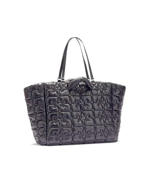 Ganni Black Re-Tech Quilted Tote Bag