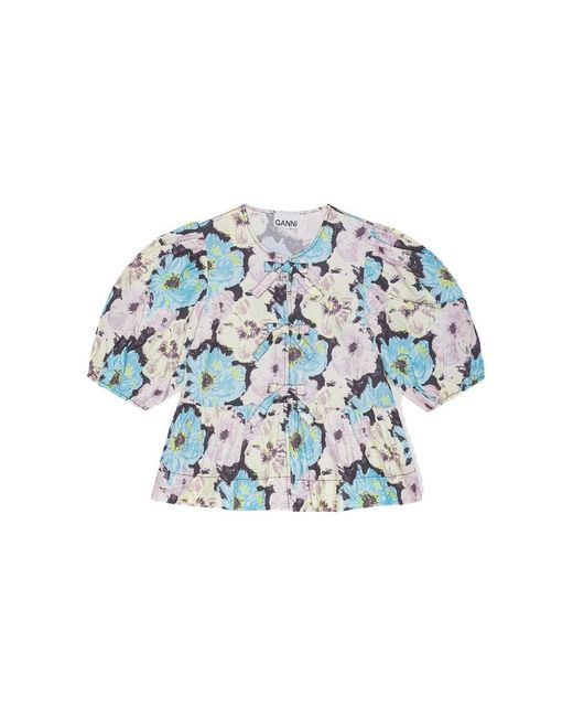 Ganni Blue Peplum Blouse