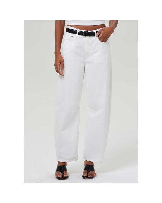 Citizens of Humanity White Miro Relaxed Barrel Leg Jeans