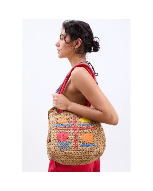 Damson Madder Orange Fruity Raffia Bag