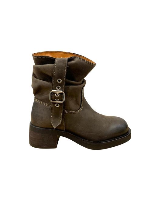 Pavement Brown Nibba Leather Biker Boots
