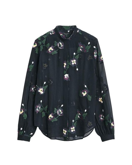 Rag & Bone Denim Stevie Floral Embroidered Shirt in Black | Lyst
