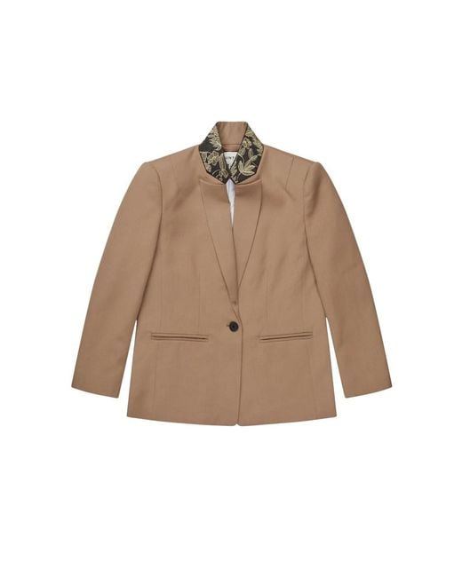 Munthe Brown Bineeta Contrast Collar Blazer