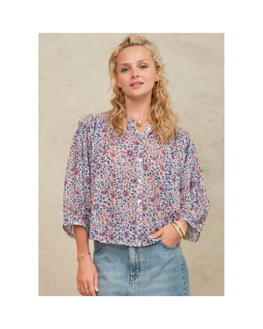 M.A.B.E Purple Della Print Long Sleeve Top