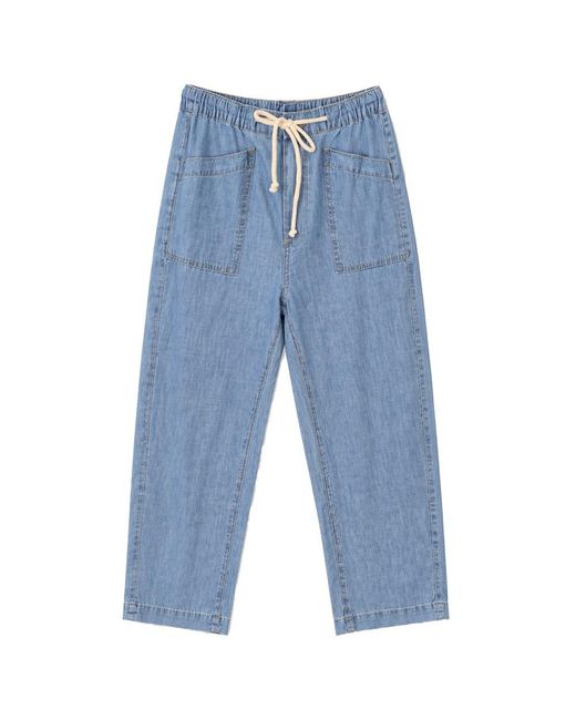 PAIGE Blue Evann Denim Chambray Trouser