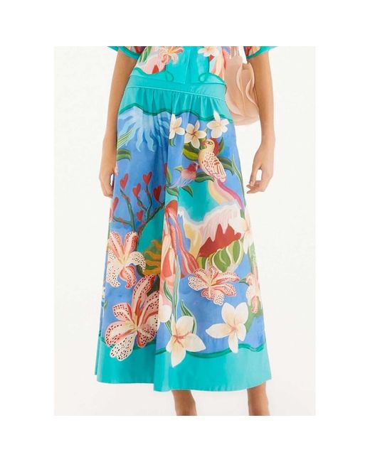 Farm Rio Blue Garden Of Life Midi Skirt