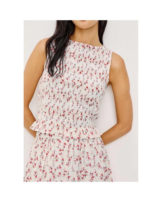 Rails Pink Kane Shirred Cotton Top