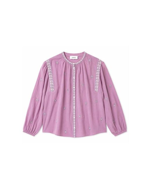 Ba&sh Purple Dalila Organic Cotton Blouse