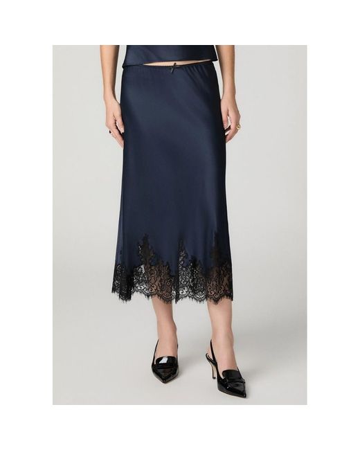 PAIGE Blue Kelso Satin Skirt