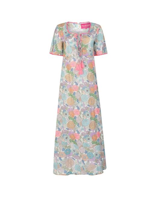 Place du Soleil White Rosa Maxi Flower Dress