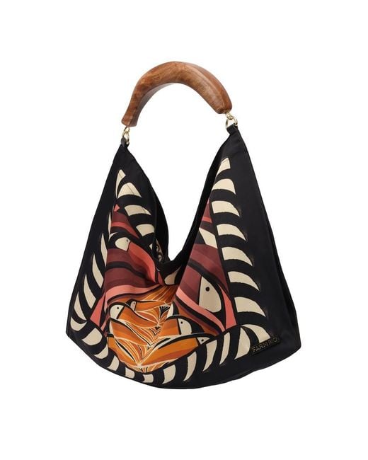 Farm Rio Black Satin Scarf Small Bag