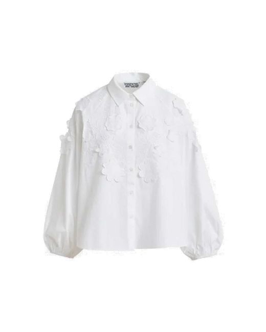 Essentiel Antwerp White Joella Embroidered Cotton Shirt