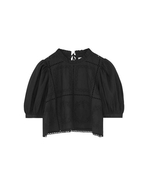 SKALL Black Anemone Crop Blouse