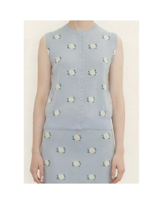 The Tiny Big Sister Blue Flowers Jacquard Vest