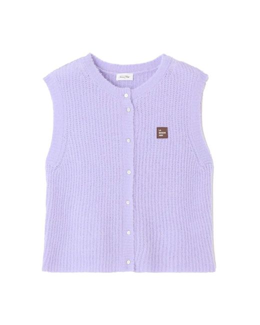 American Vintage Purple East Sleeveless Cardigan