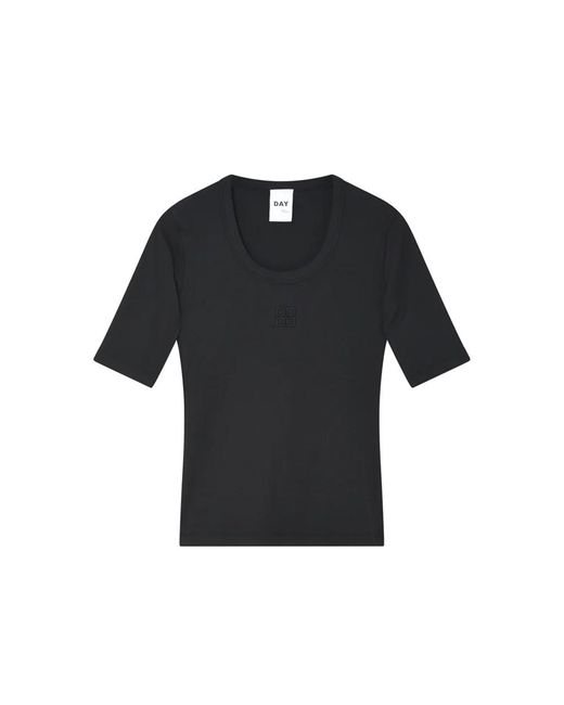 Day Birger et Mikkelsen Black Fine Classic Ribbed T-Shirt