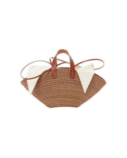 Muuñ Brown Sophie Hstripe Straw Bag