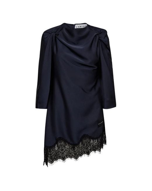 Haute L'Amitié Blue Naomi Twist Shoulder Dress