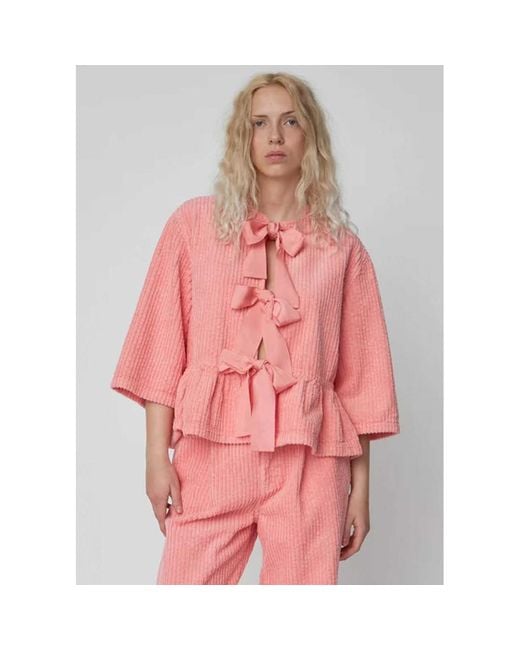 Stella Nova Pink Corduroy Bow Blouse
