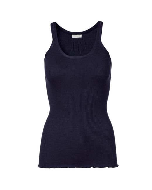 Rosemunde Blue Rwbelle Silk Blend U Neck Strappy Top