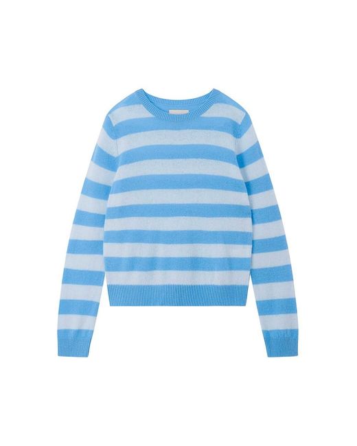 Jumper 1234 Blue Stripe Crew Cashmere Jumper
