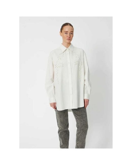 Stella Nova White Loose Shirt Embroidered Anglaise